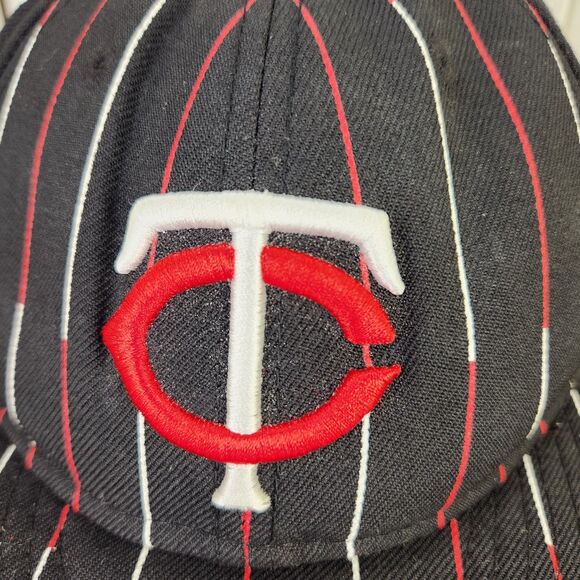 Minnesota Twins New Era Fits 59fifty 7 1/4" Hat Cap Black Red Pinstripe Wool MLB - Picture 3 of 10